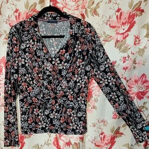 Tommy Hilfiger Black and Pink Floral Blouse